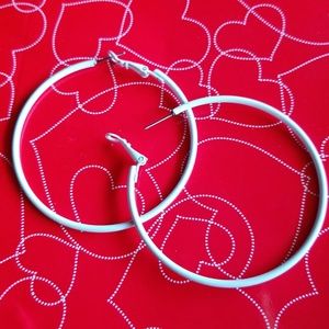 🆕️ 3/$18 ❤ 2" White Glossy Coated Hoop Ear